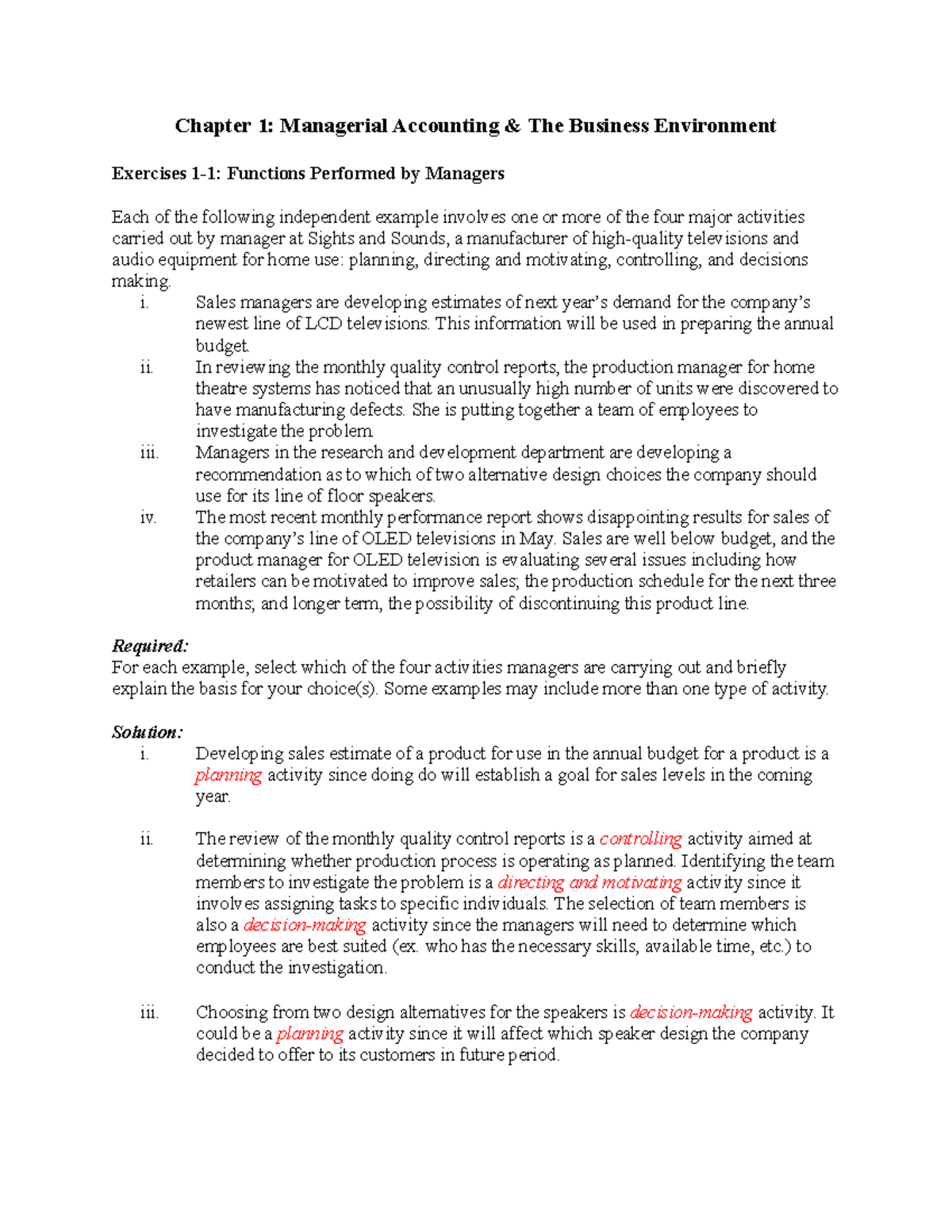 mcgraw hill managerial accounting chapter 1 homework answers