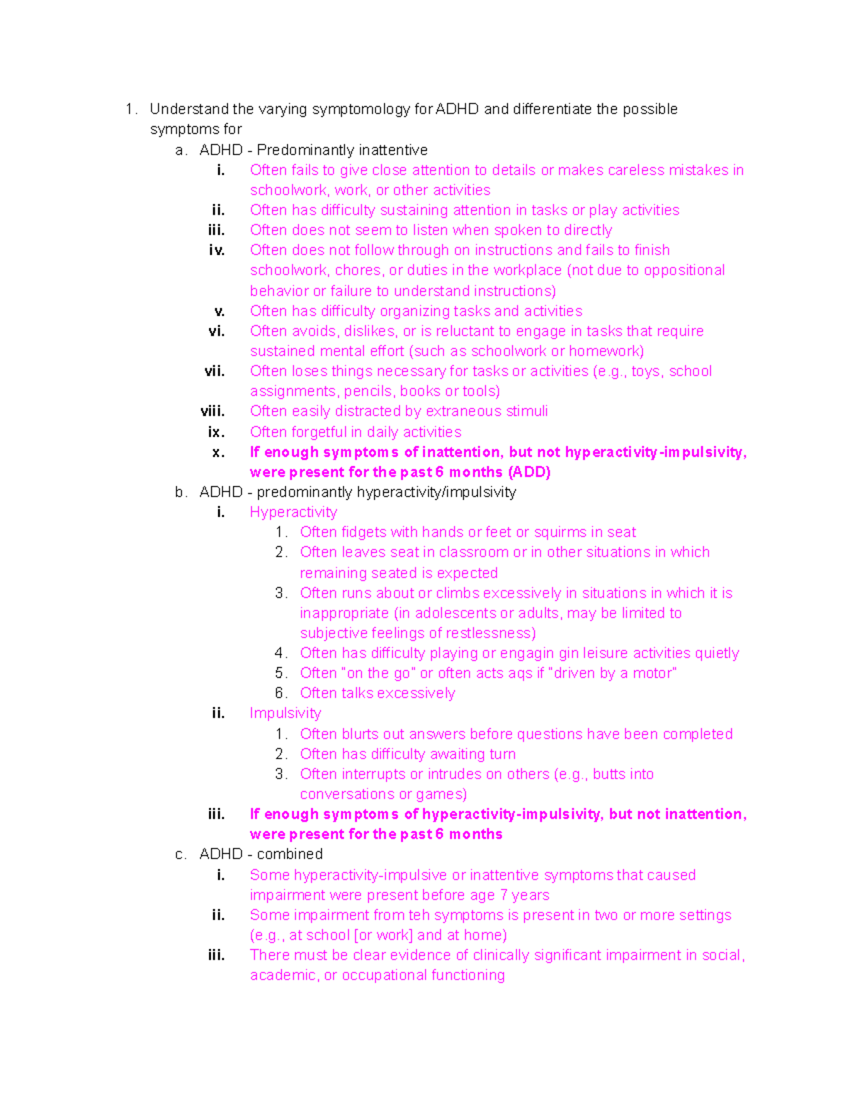 Pharmacology 2 attentional disorders Understand the varying