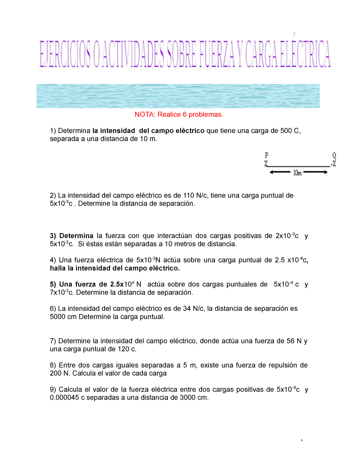 Actividad 6 - Ejercicio Electrost Ã¡tica - NOTA: Realice 6 Problemas ...