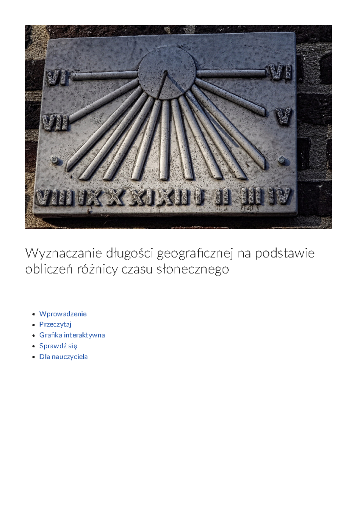 Wyznaczanie dlugosci geograficznej na podstawie obliczen roznicy czasu