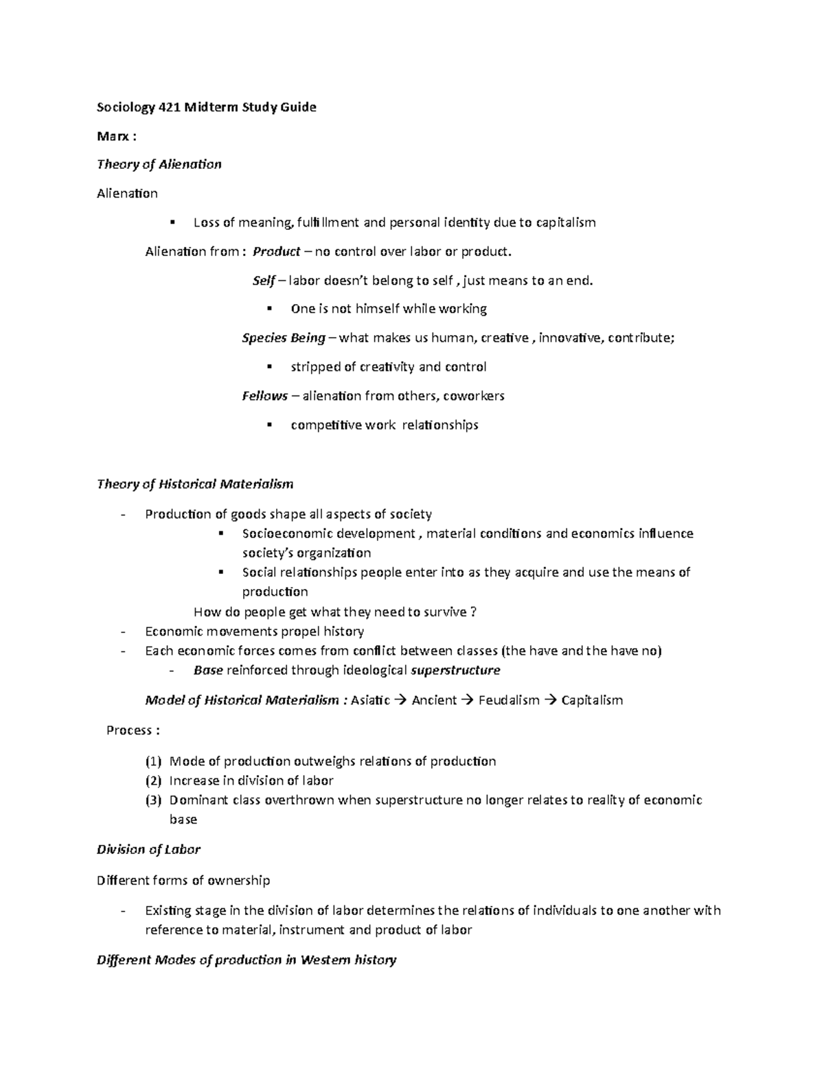 Soc421midterm - Lecture Notes Midterm Study Guide - Sociology 421 ...