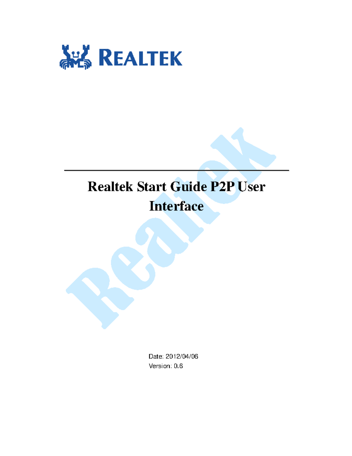 Start Guide P2P User Interface Linux - Realtek Start Guide P2P User ...