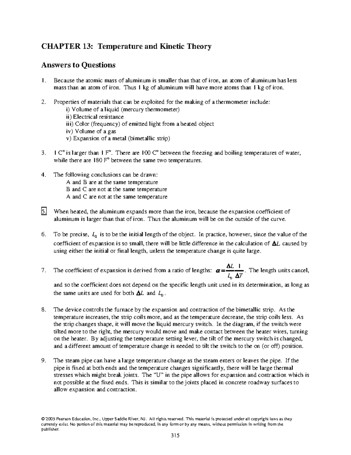 Ch 13 solutions - Lecture notes Semester 2 - © 2005 Pearson Education ...