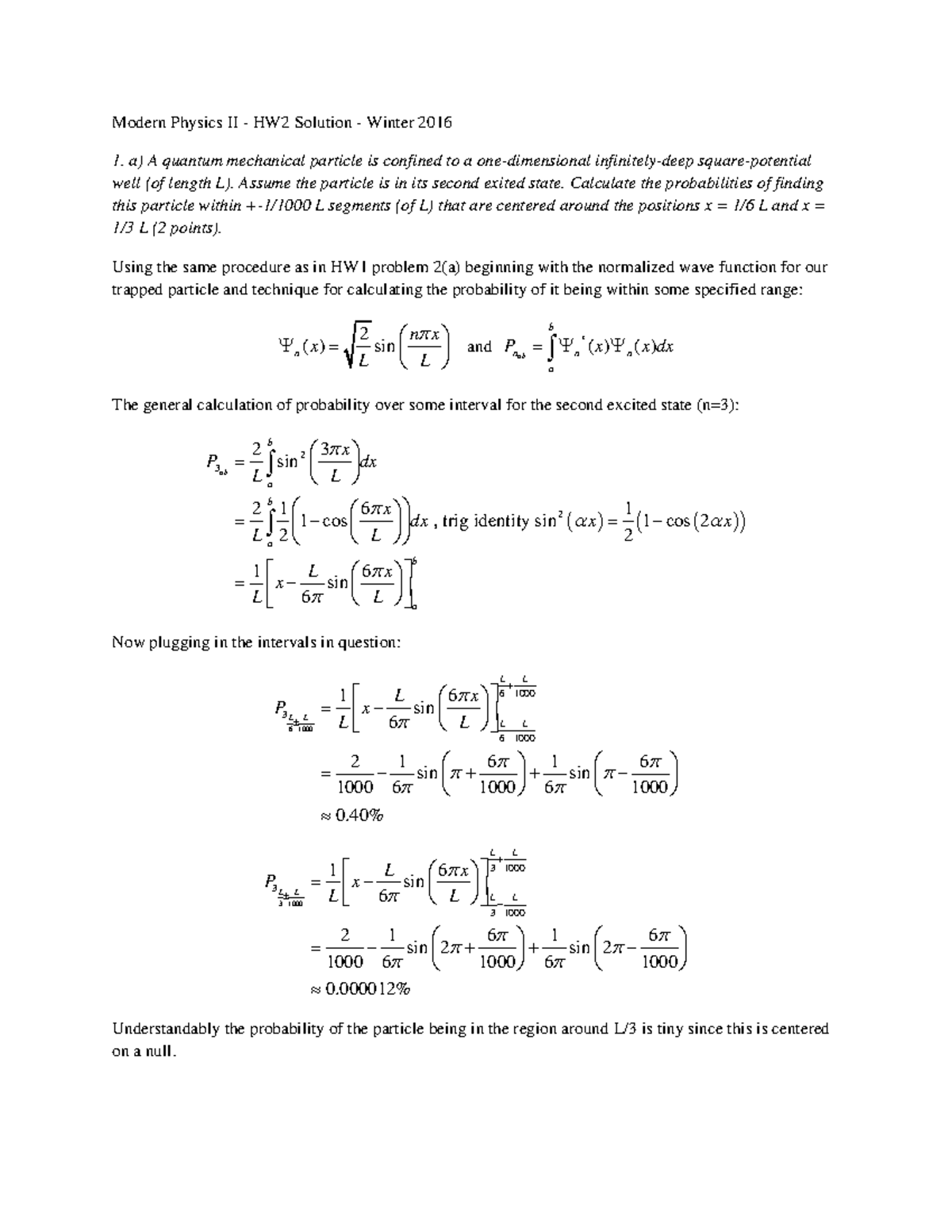 Modern Physics 2 HW2 Solution - Modern Physics II HW2 Solution Winter ...