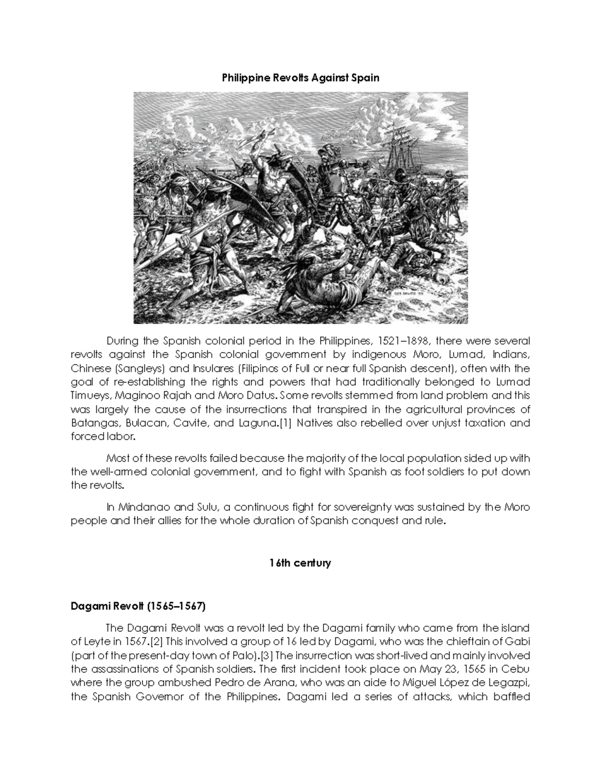 Philippine Revolts Against Spain - Some revolts stemmed from land ...