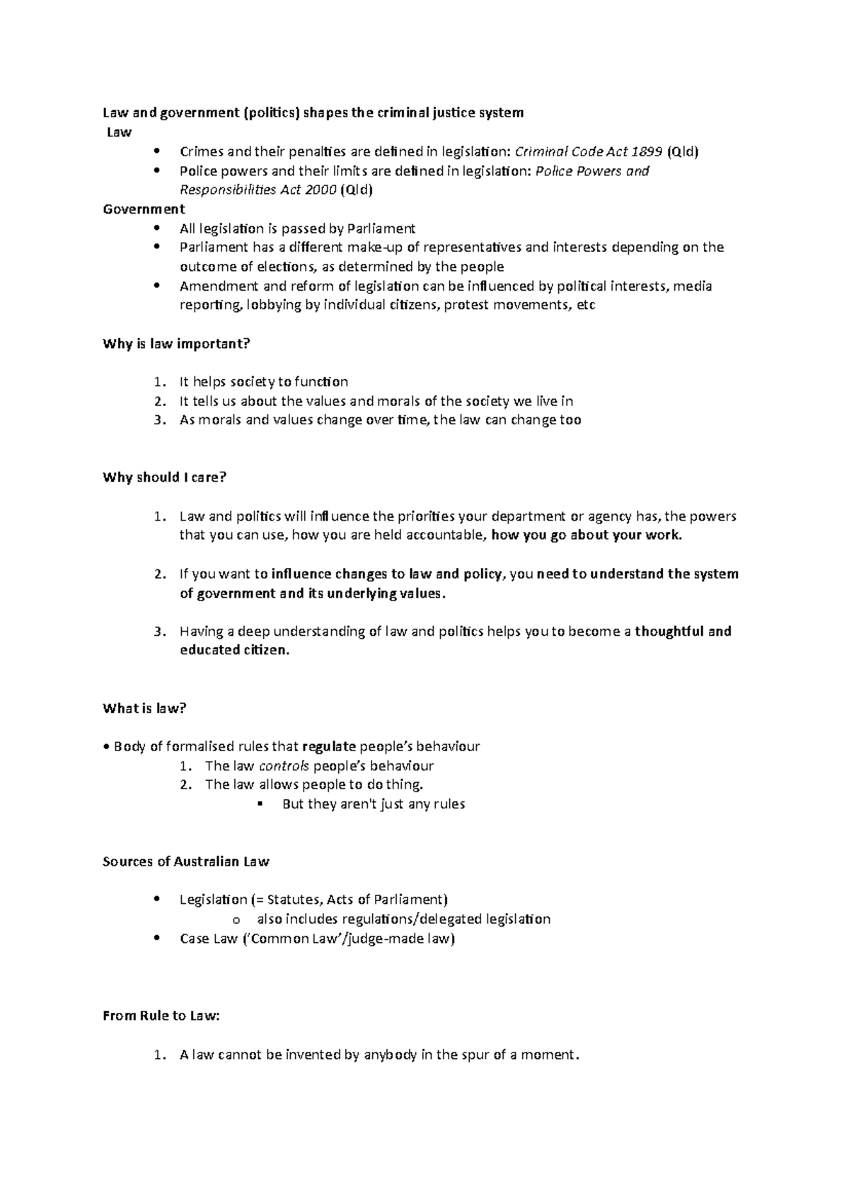 law government and justice lecture 1 notes - Law and government ...