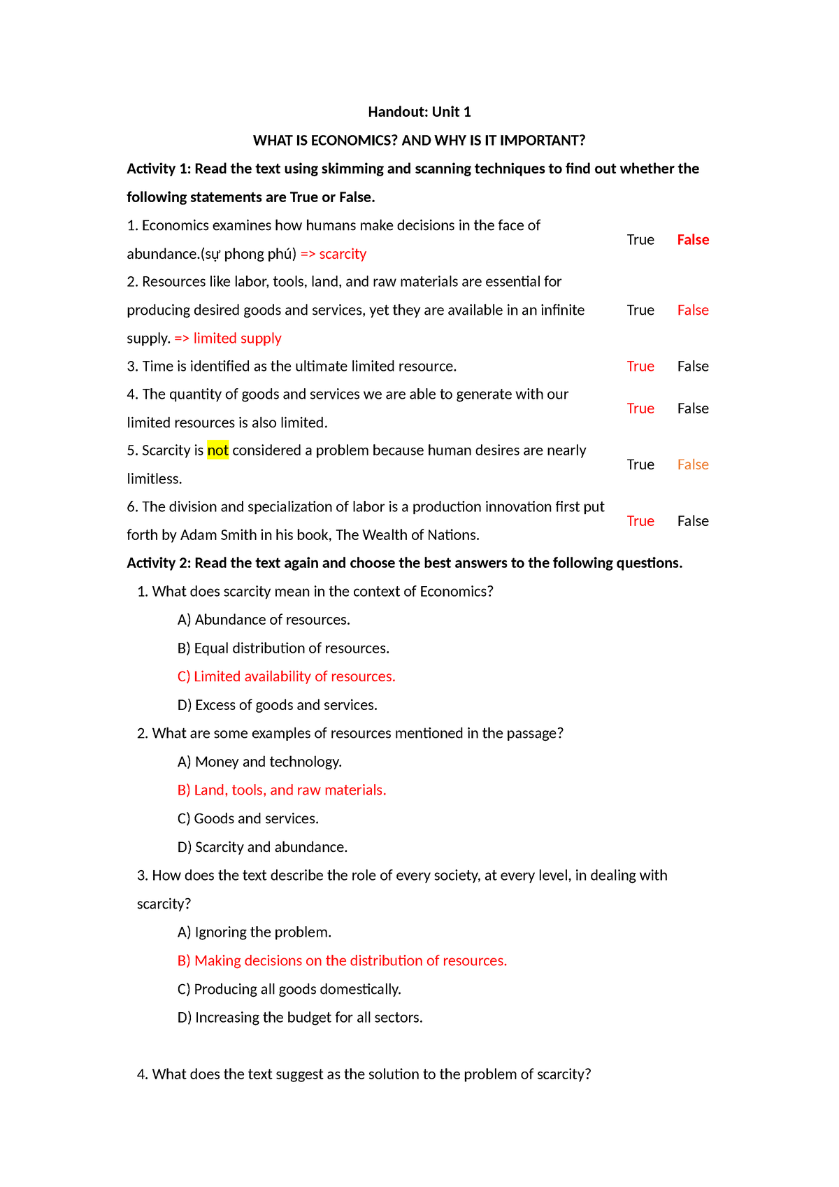 Handout U1 - Ss - Tiếng Anh Chuyên Ngành - Handout: Unit 1 WHAT IS ...