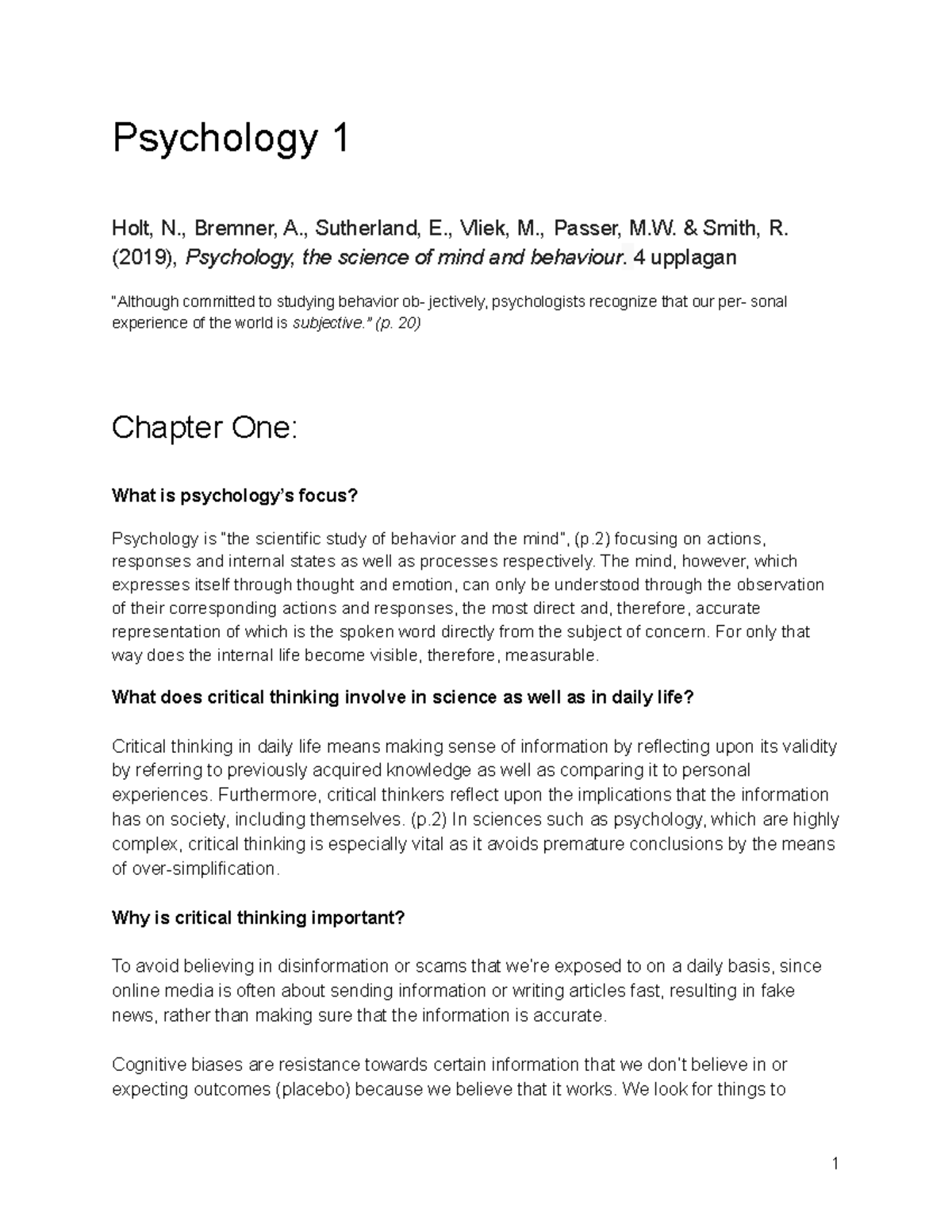 Psychology, the science of mind and behaviour & Cognitive psychology ...