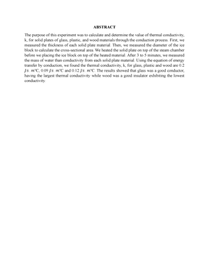 thermal conductivity experiment conclusion