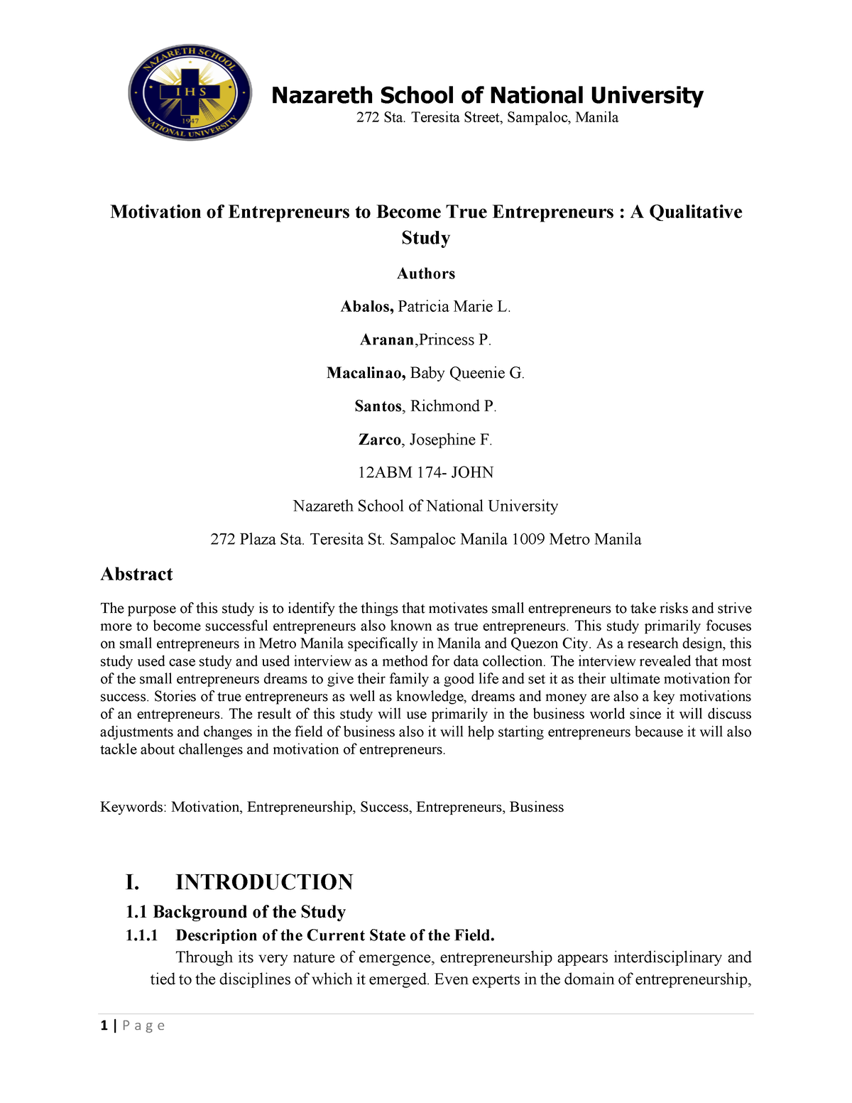 entrepreneur research paper