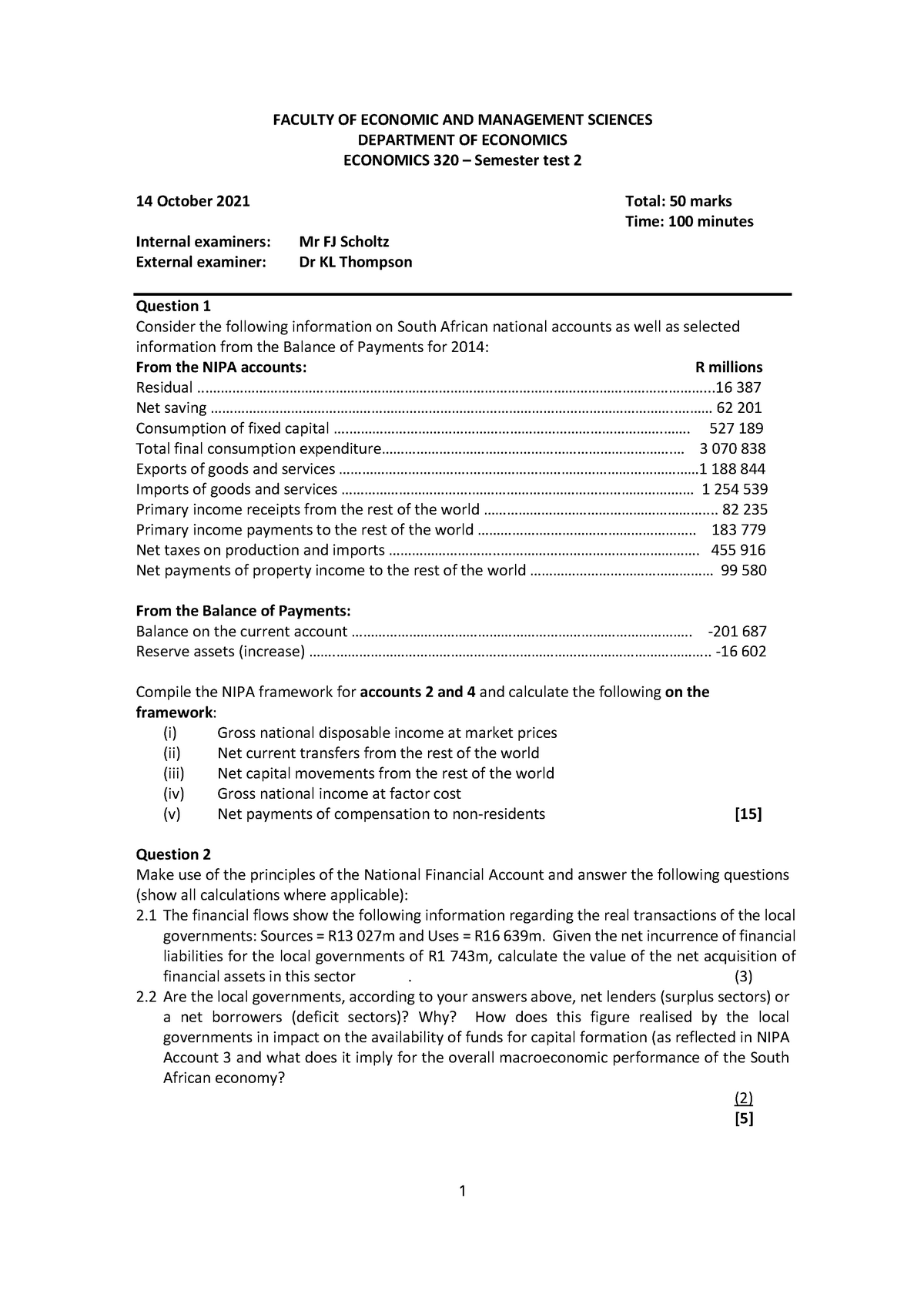 EKN320 2021 Sem Test 2 - Past Paper For Semester Test 2 - EKN 320 - UP ...