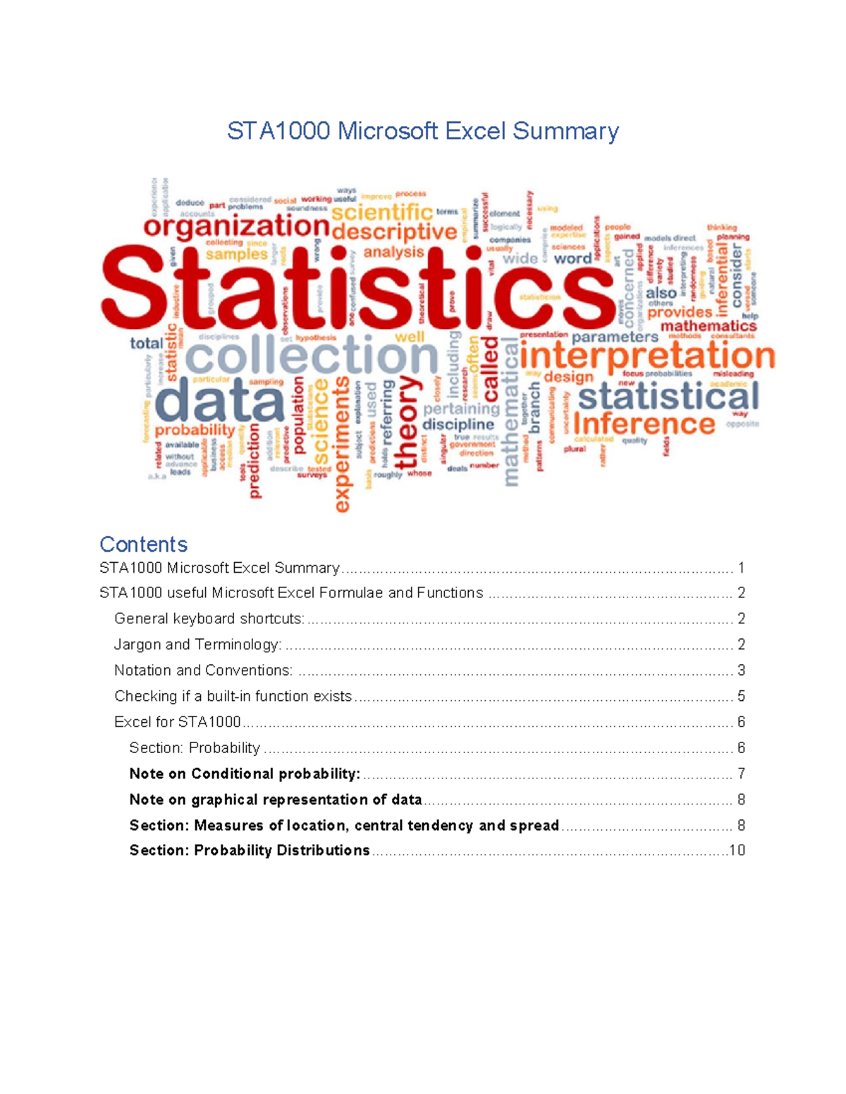 Microsoft Excel Summary