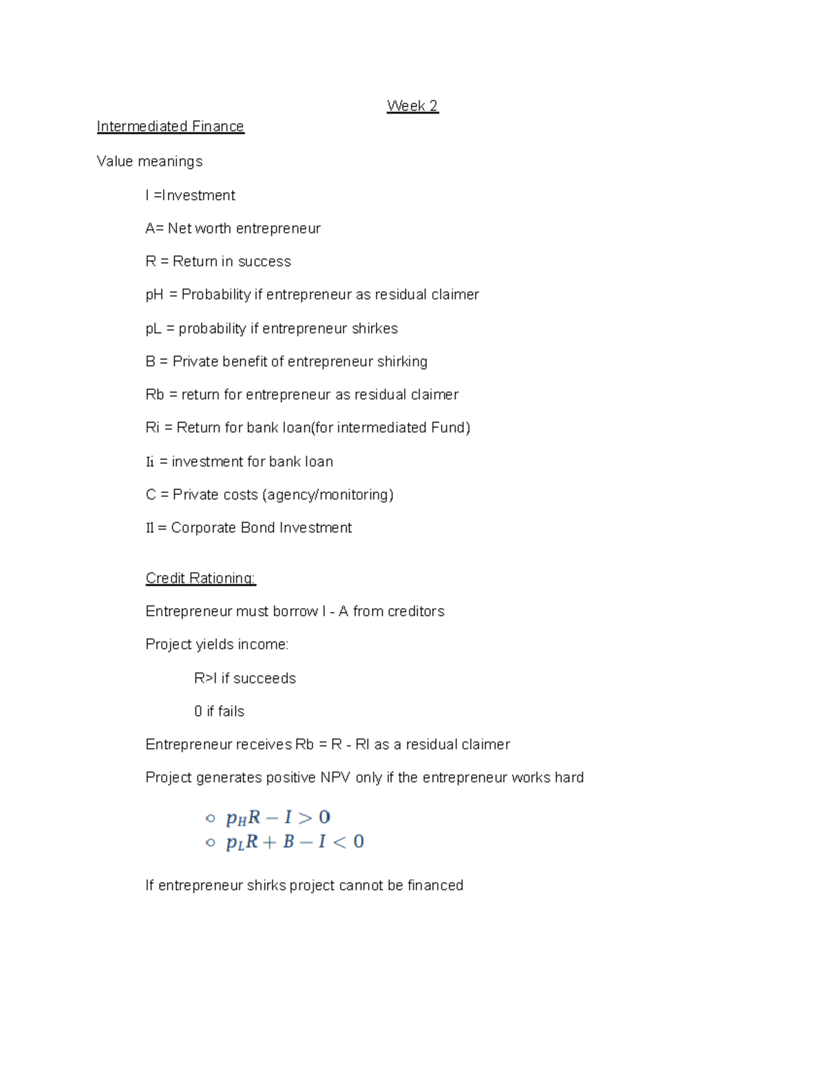 B&FS Formula - notes - Week 2 Intermediated Finance Value meanings I ...