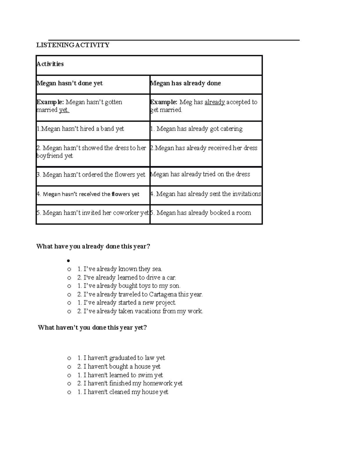 Activity 3 - Wedding Plans- ingles - LISTENING ACTIVITY Activities ...