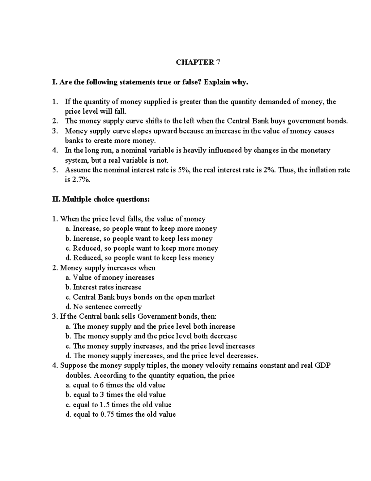 Which Of The Following Statements Is True Of Touch Chapter 7 - mmm - CHAPTER 7 I. Are the following statements true or