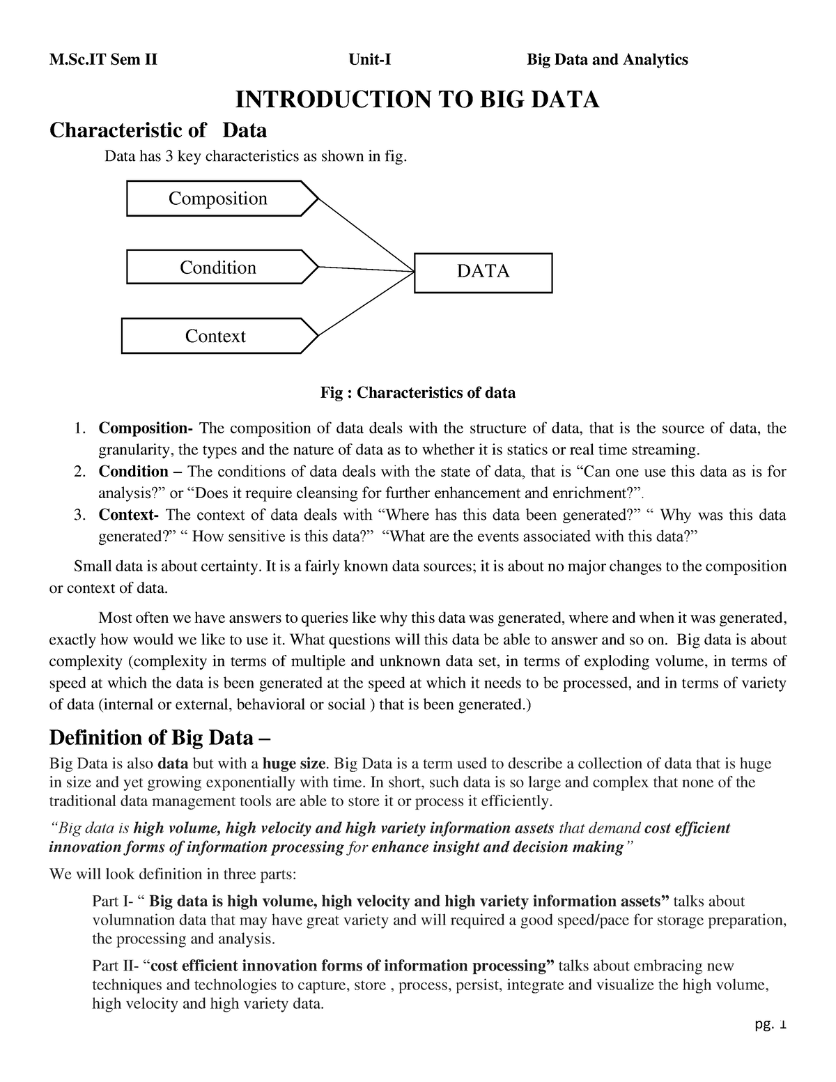 UNIT 1 - Unit 1 Big Data Analytics - INTRODUCTION TO BIG DATA ...