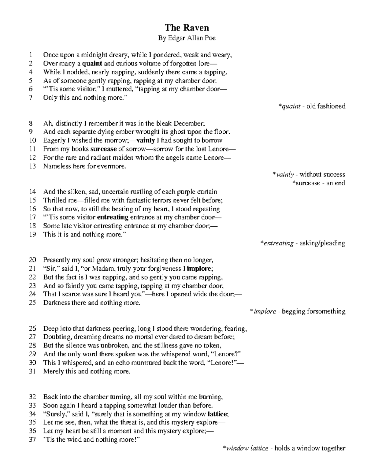 The Raven yrag The Raven By Edgar Allan Poe 1 Once upon a midnight dreary, while I pondered