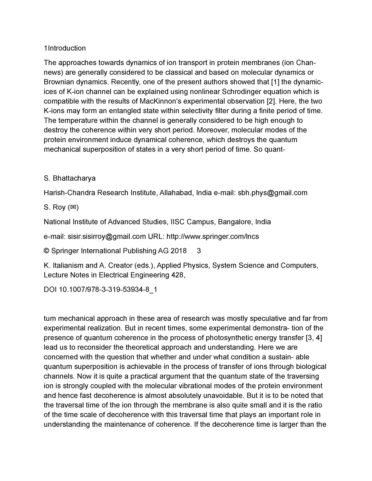 The approaches towards dynamics of ion transport in protein membranes ...