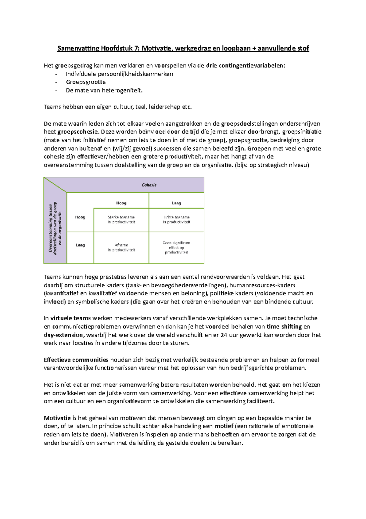 Samenvatting Hoofdstuk 7 - Teams Hebben Een Eigen Cultuur, Taal ...