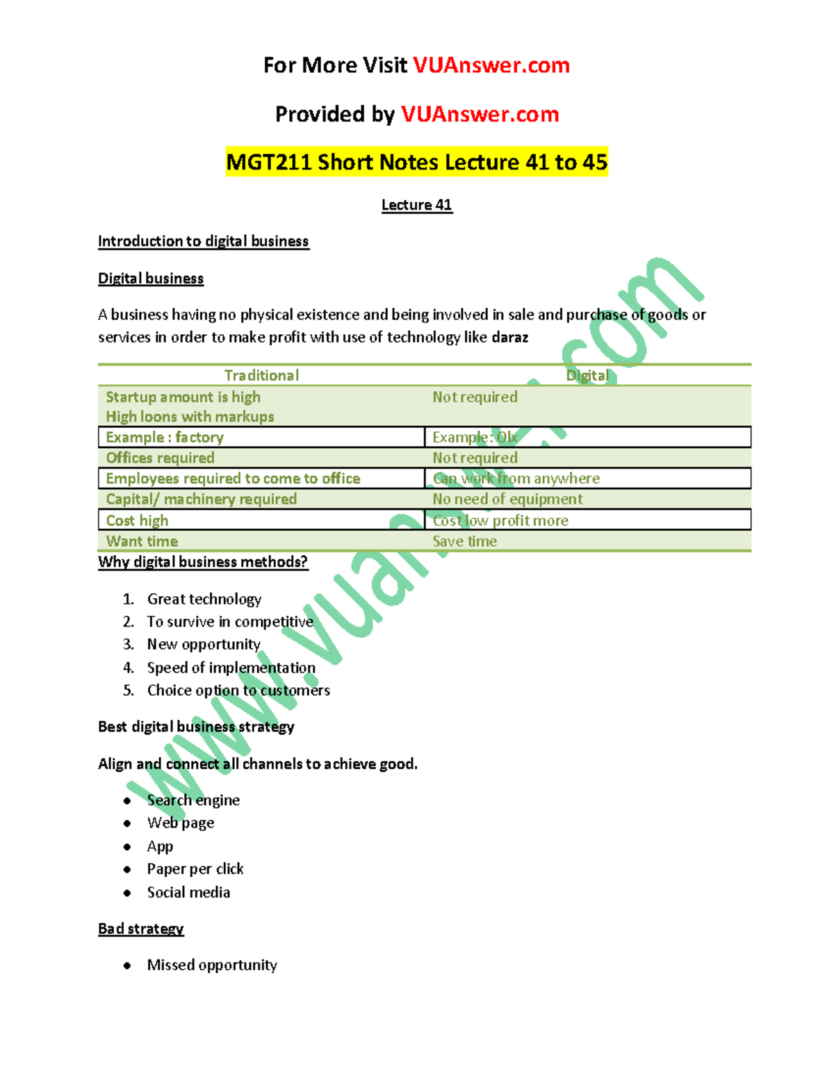 MGT211 Short Notes Lec 41 To 45 (VUAnswer - Provided By VUAnswer MGT211 ...