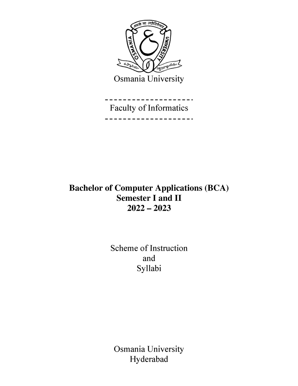 Bca 1st Year Syllabus - Osmania University Faculty Of Informatics ...