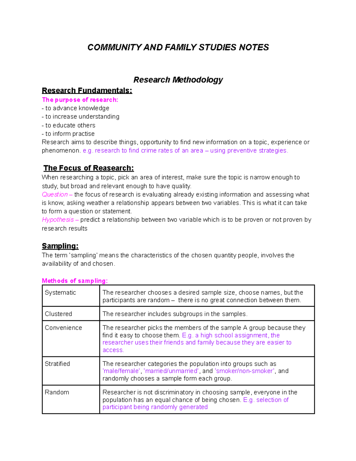 Community AND Family Studies Notes - COMMUNITY AND FAMILY STUDIES NOTES ...