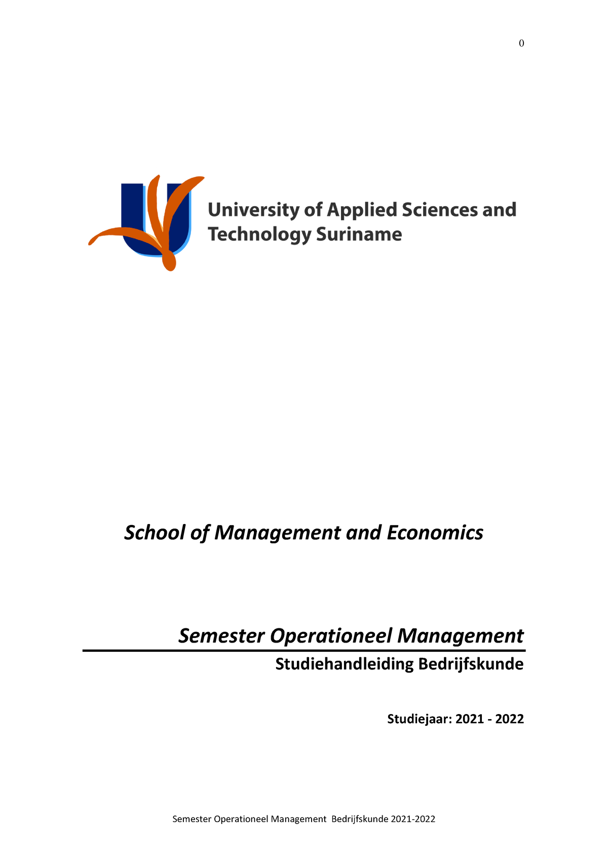 SHL Operationeel Management BK Sem 3 2021-2022 - 0 School Of Management ...