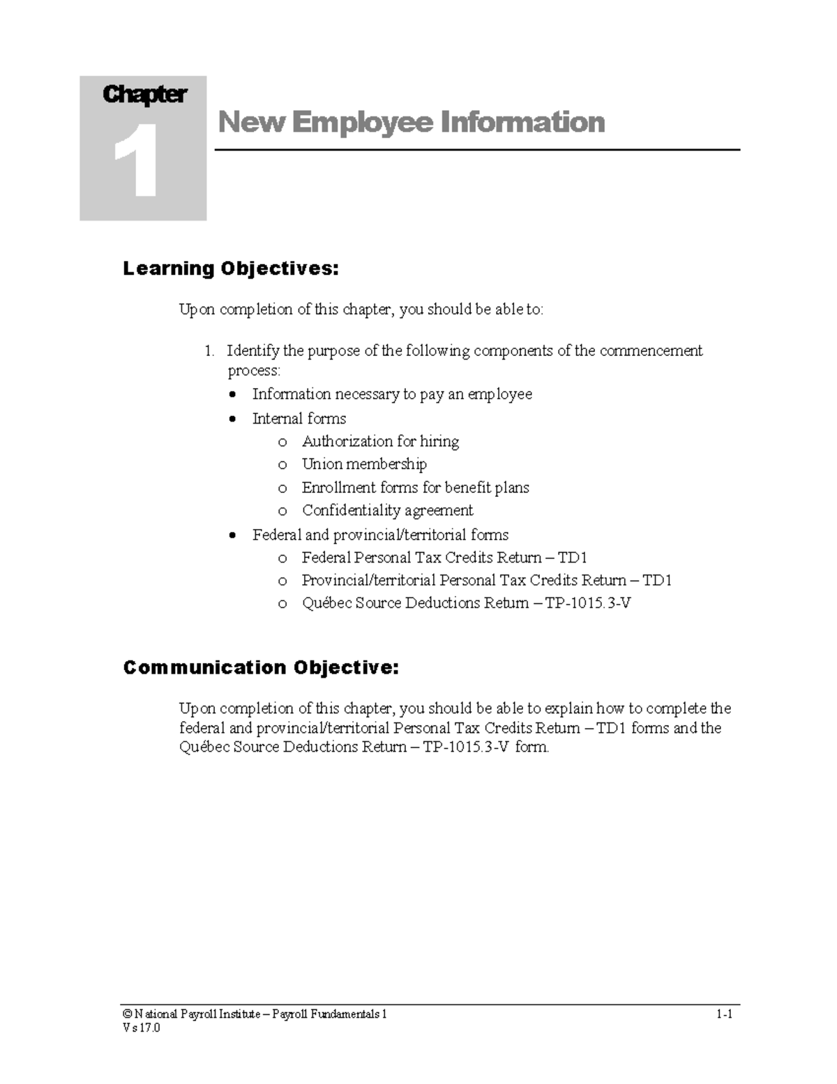 2023 PF1 Chapter 1 New Employee Information © National Payroll