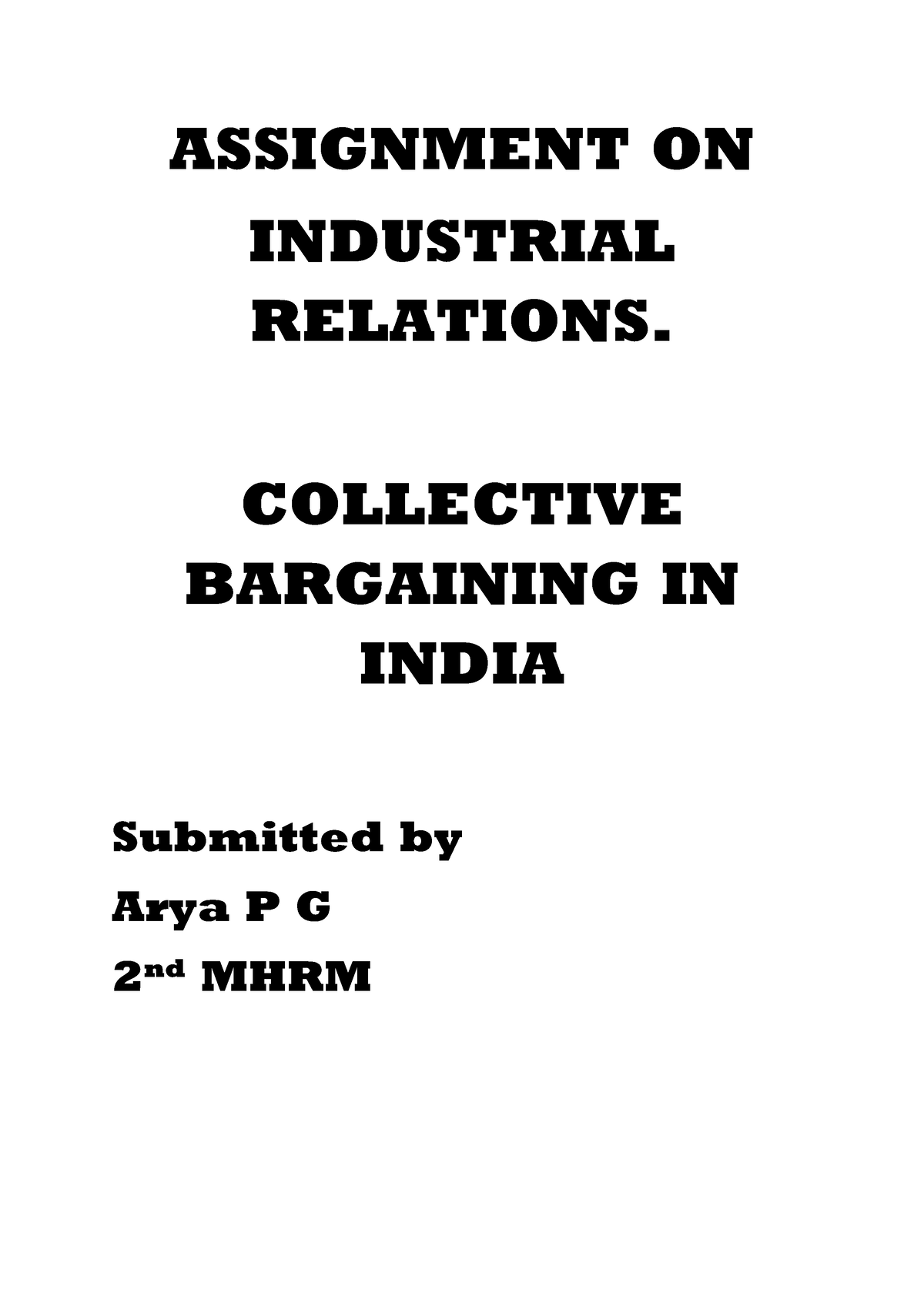 case study on collective bargaining with solution in india