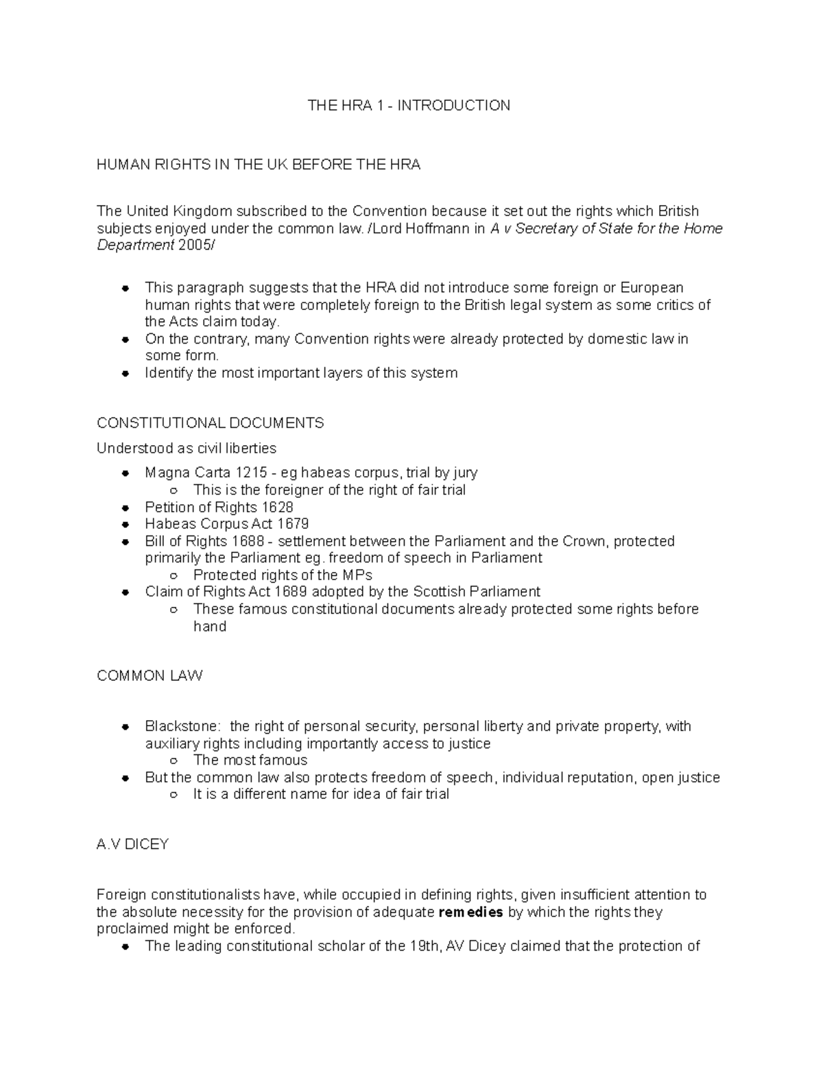 THE HRA 1 - Introduction - THE HRA 1 - INTRODUCTION HUMAN RIGHTS IN THE ...