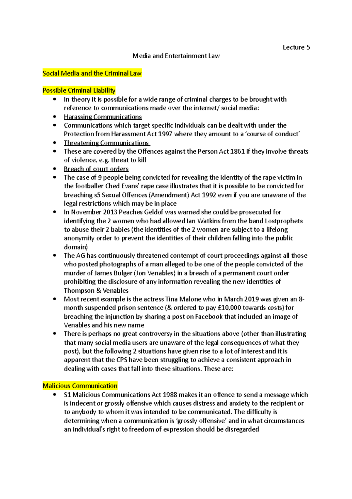 Lecture 5- media and entertainment law - LBU - Studocu