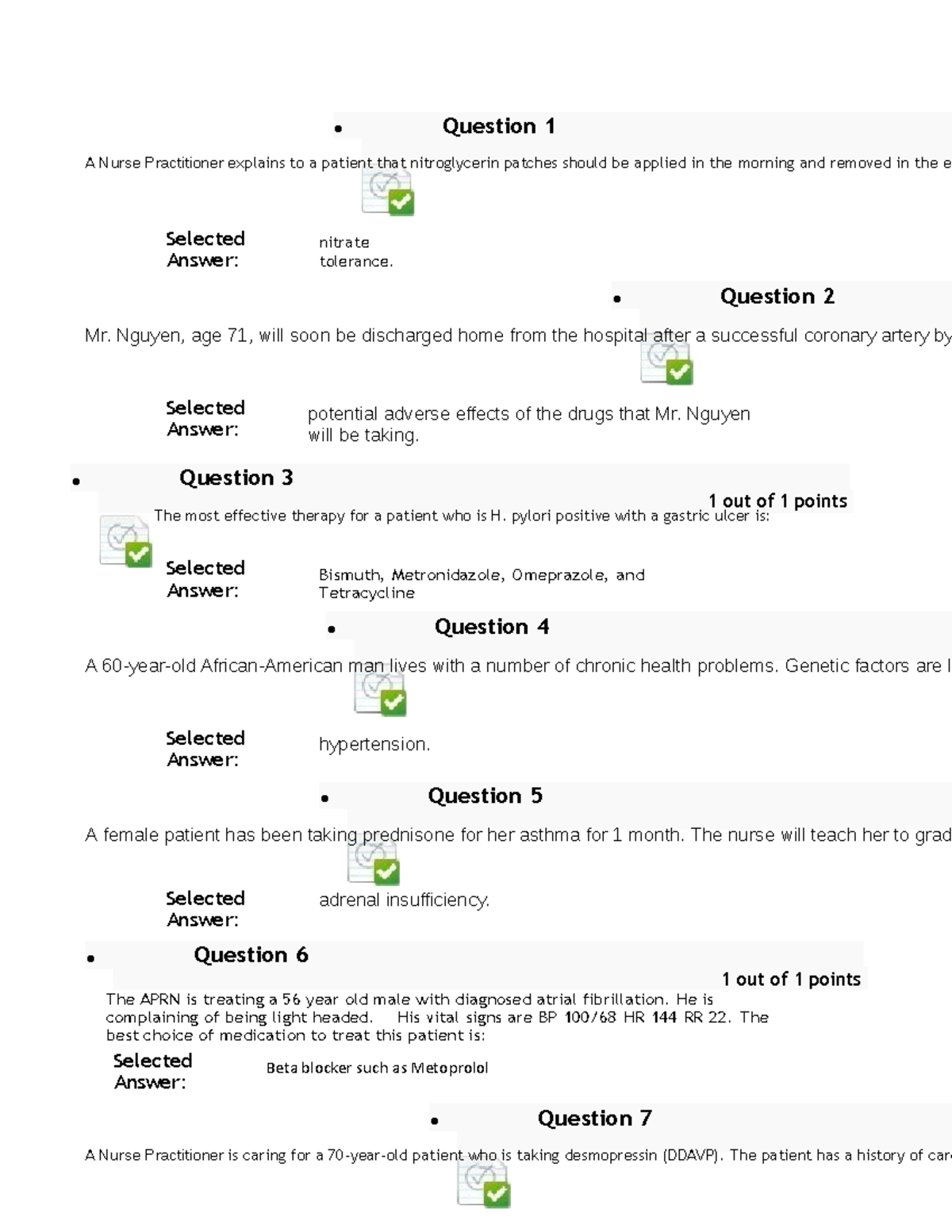 NURS6521 Midterm EXAM - • Question 1 A Nurse Practitioner explains to a ...