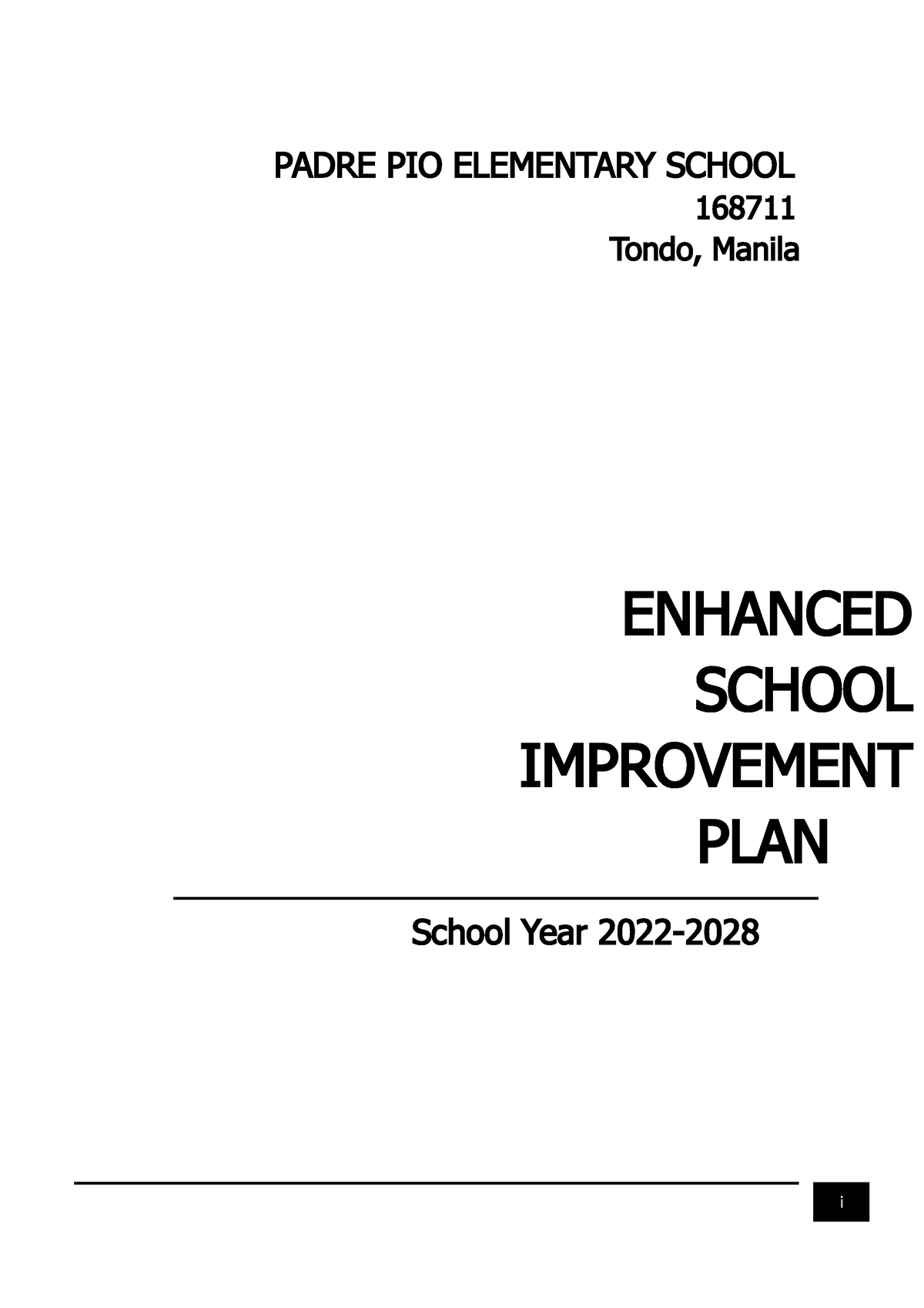 Sample Enhanced SIP 1 - for sip - i PADRE PIO ELEMENTARY SCHOOL 168711 ...