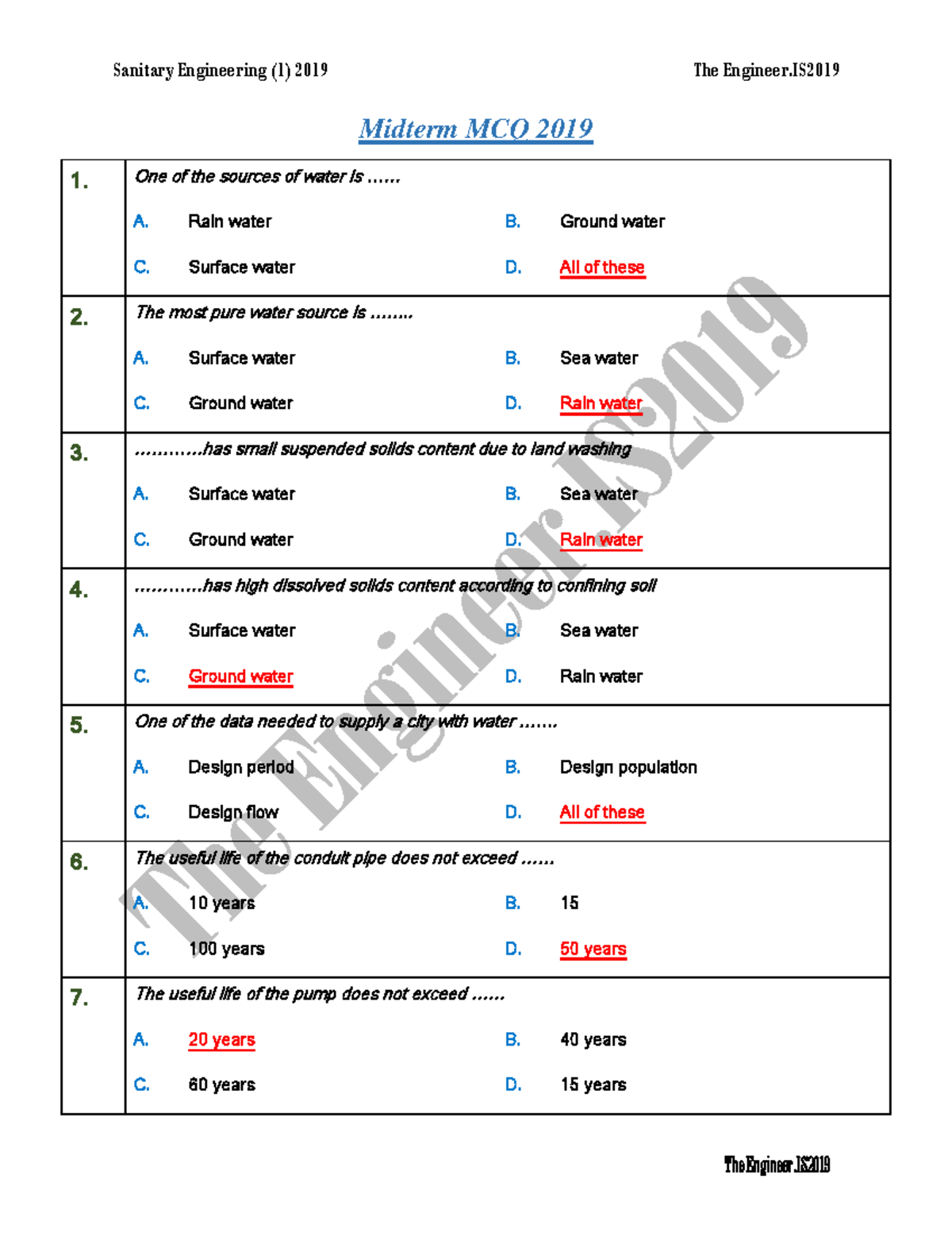 Final MCQ Midterm MCQ 2019 1. One of the sources of water is... A