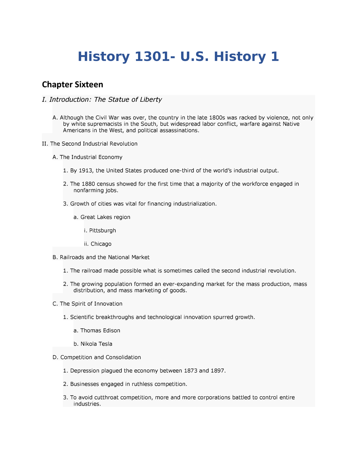 history 1301 essay