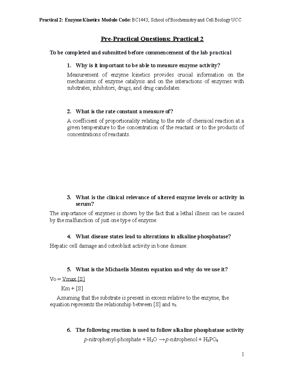 Lab 2 - pre lab questions - Pre-Practical Questions: Practical 2 To be ...