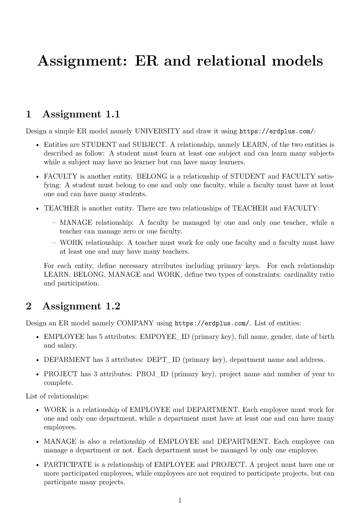 assignment er routine 2021