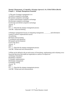 Test Bank For Strategic Management Concepts And Cases 13th Edition By ...
