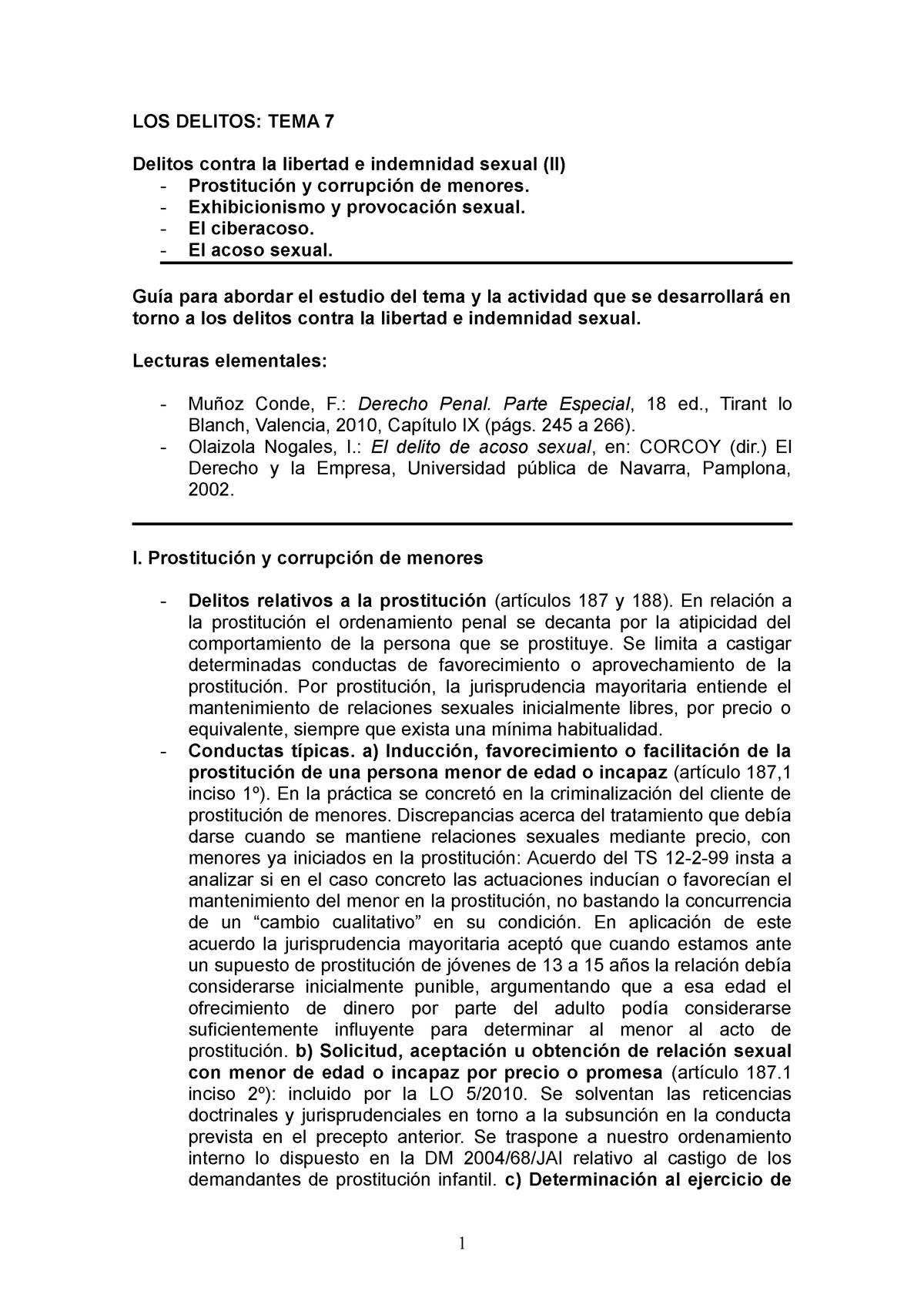 Tema7 Apuntes 7 Los Delitos Tema 7 Delitos Contra La Libertad E Indemnidad Sexual Ii 8353