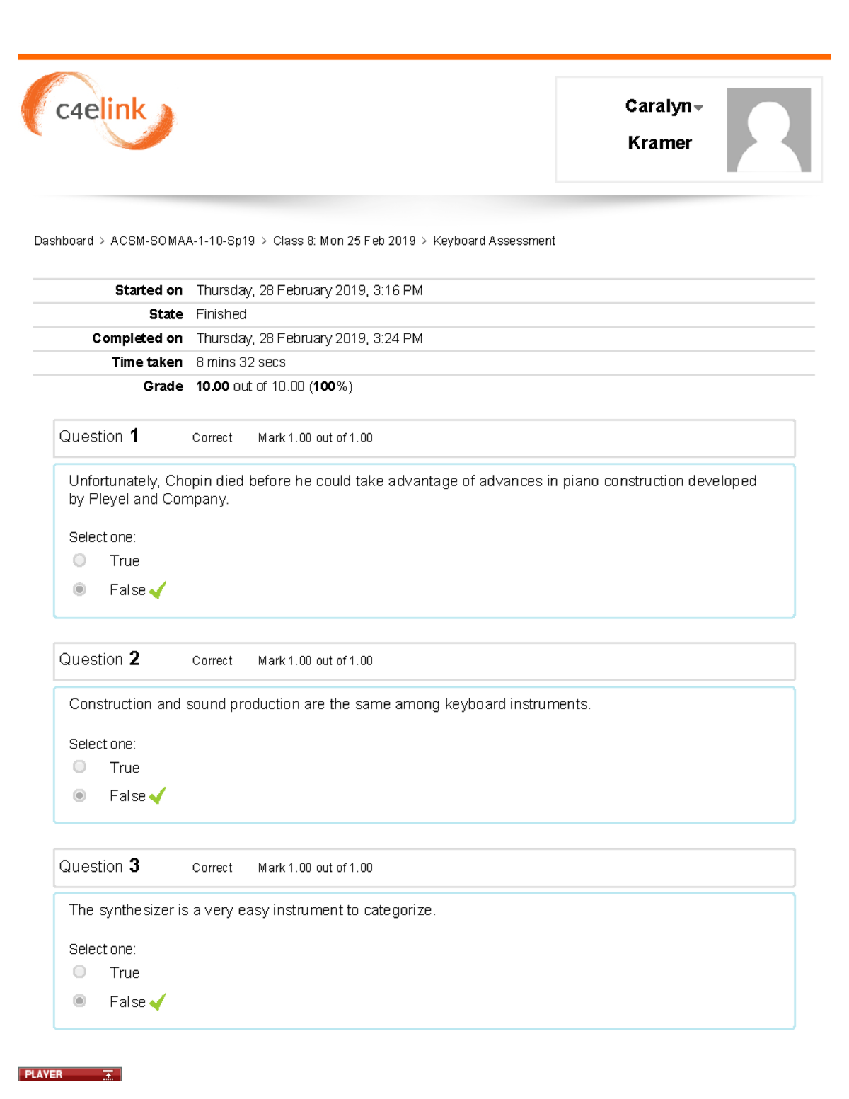 Keyboard Assessment Professor Chernov 3/15/2019 Keyboard Assessment