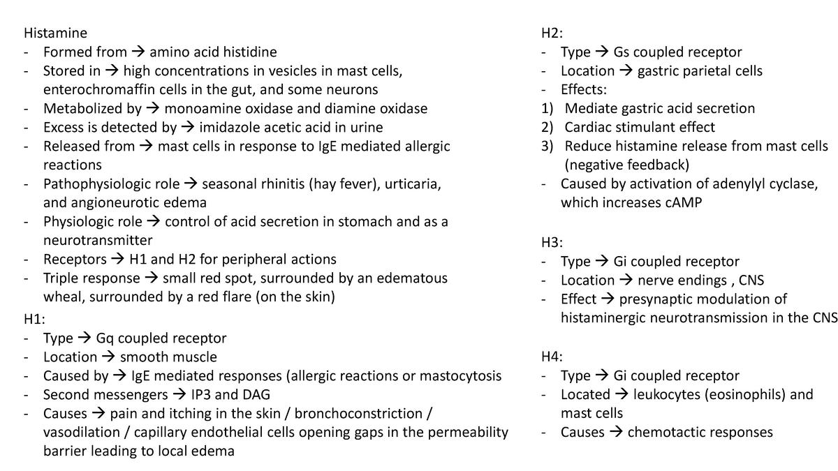 Pharmacology Examination and Board Review Chapter 16 - Histamine Formed ...