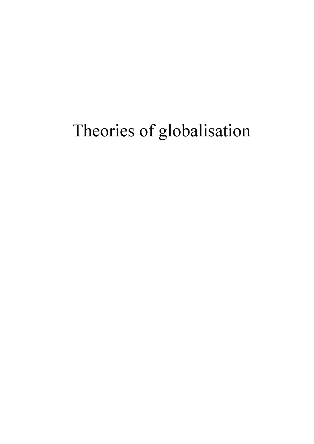 hypothesis of globalization