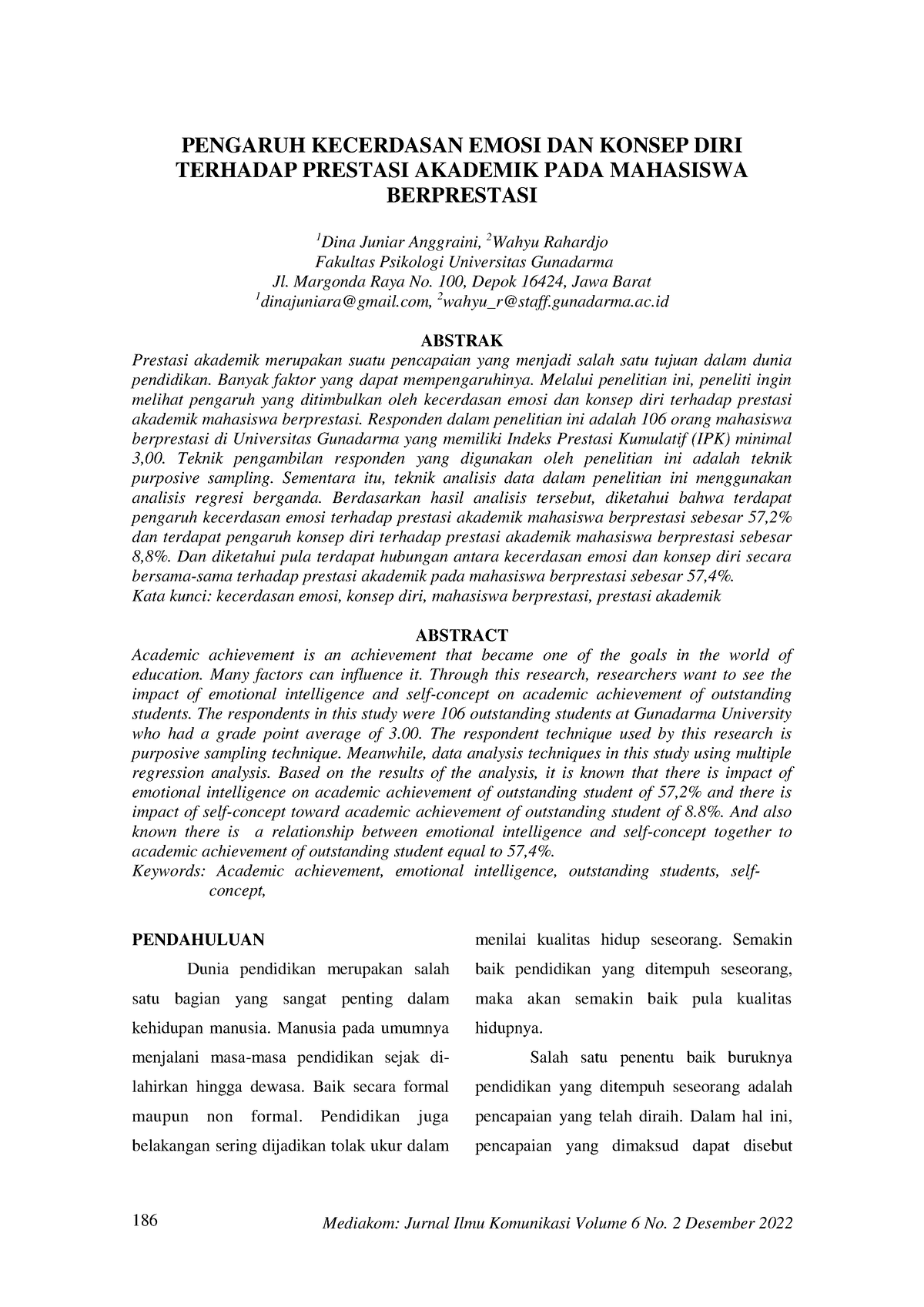 Tulicsan Kecerdasan Emosi - 186 Mediakom: Jurnal Ilmu Komunikasi Volume ...