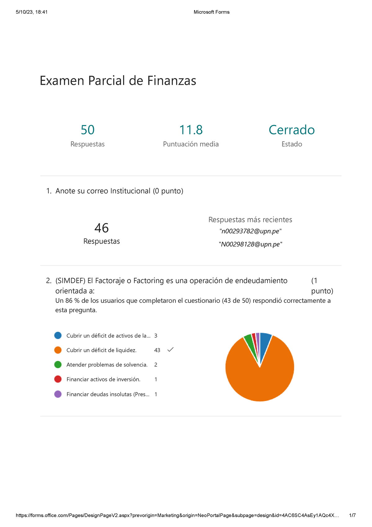 Solucionario Examen Parcial - Examen Parcial De Finanzas 1. Anote Su ...