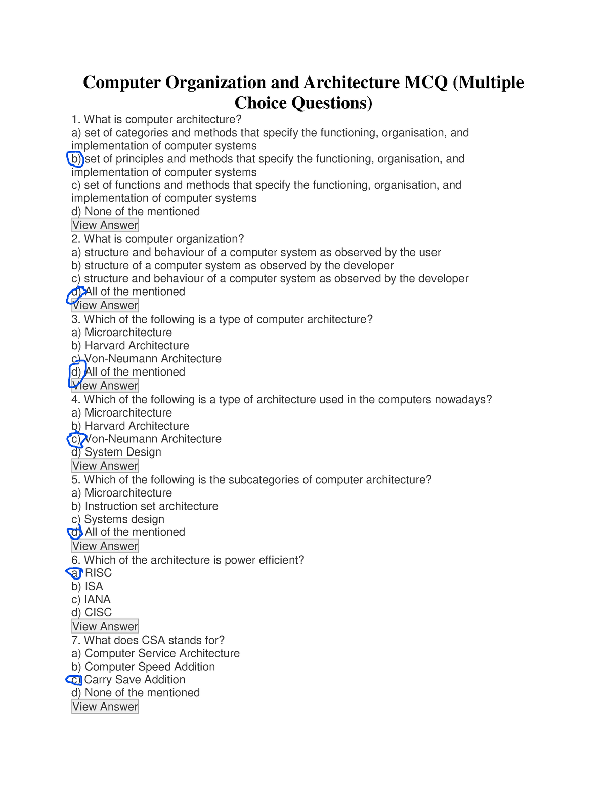 Test18-5 - CSI104 - Computer Organization And Architecture MCQ ...