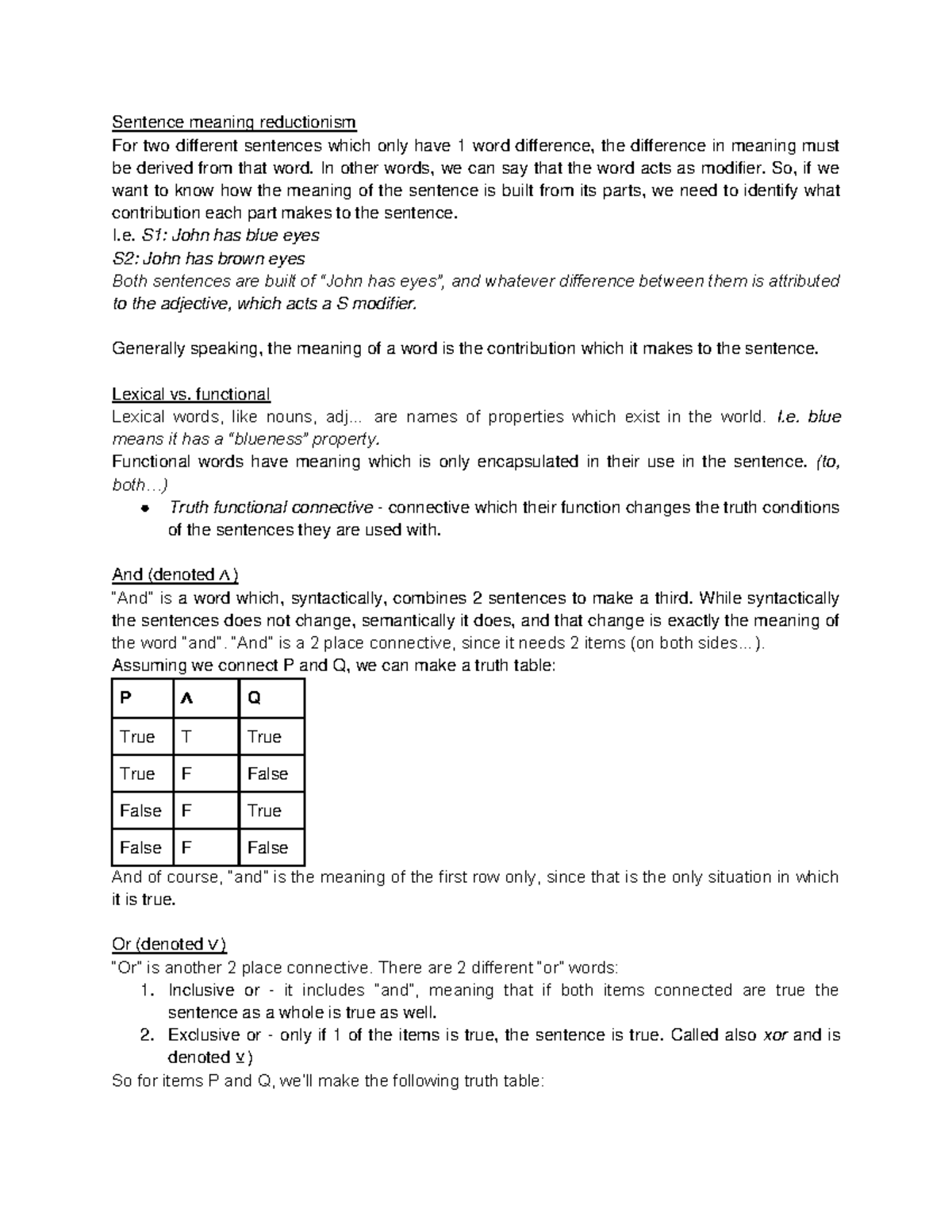 2 Composition of Sentence Meaning Sentence meaning reductionism For