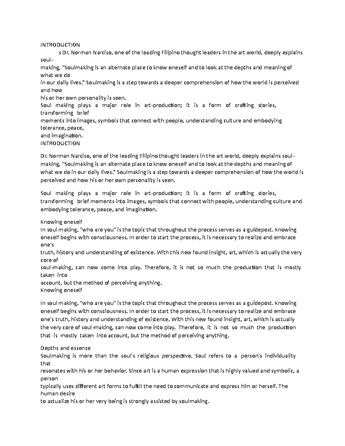 Soulmaking Discussion Art Appreciation PangSU Studocu