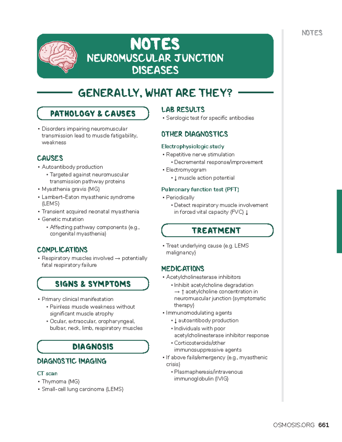 Neuromuscular junction diseases - NOTES NEUROMUSCULAR JUNCTION DISEASES ...
