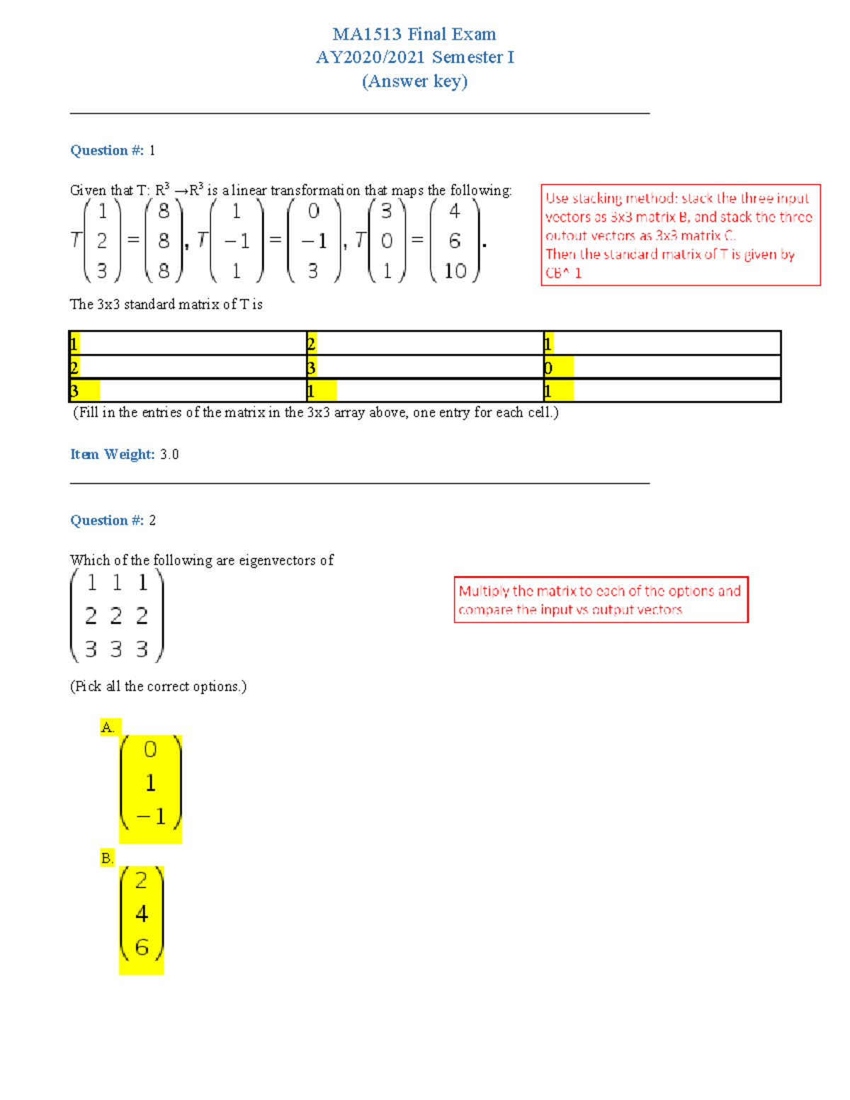 MA1513 (2021Sem1) Practice Paper Solution - MA1513 Final Exam AY2020 ...