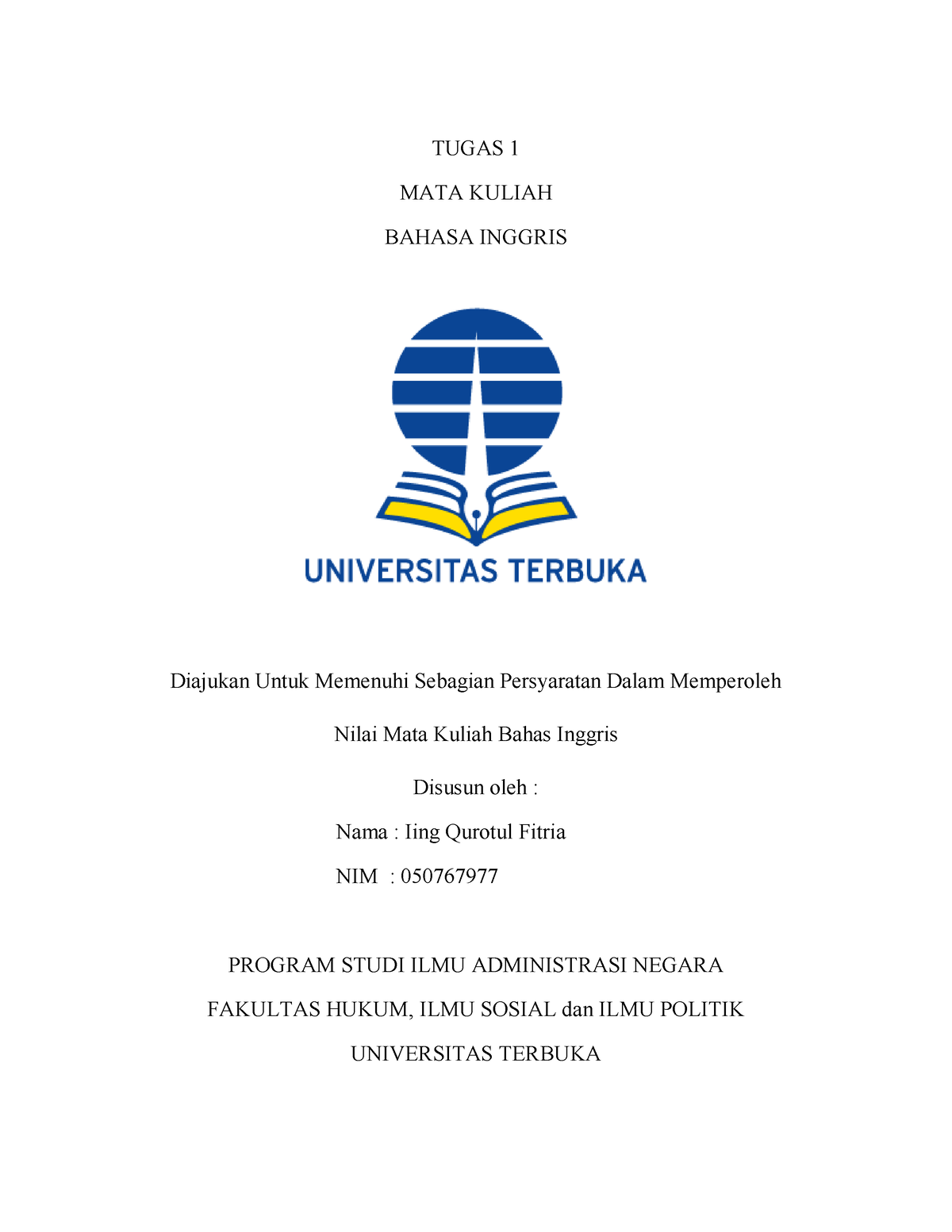 Tugas B. Inggris Terbaru - TUGAS 1 MATA KULIAH BAHASA INGGRIS Diajukan ...